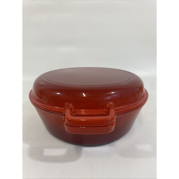 Bruntmor 2 In 1 Red Cast Iron Enamel Skillet Dutch Oven Combo W/ Lid 5 Qts Red - Picture 7 of 10
